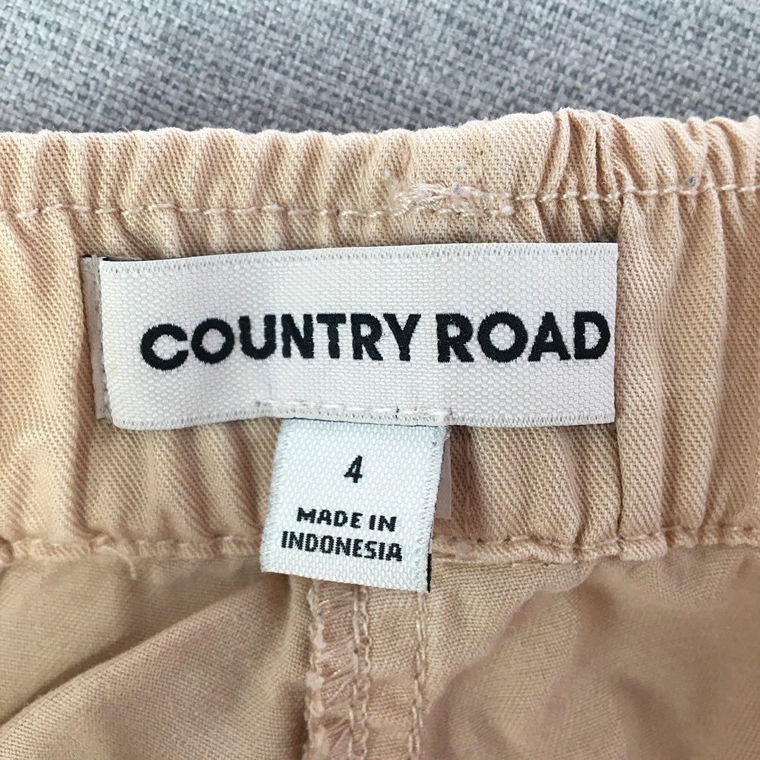 Country Road Womens Shorts Size 4 Brown Drawstring Pockets Elastic Waist