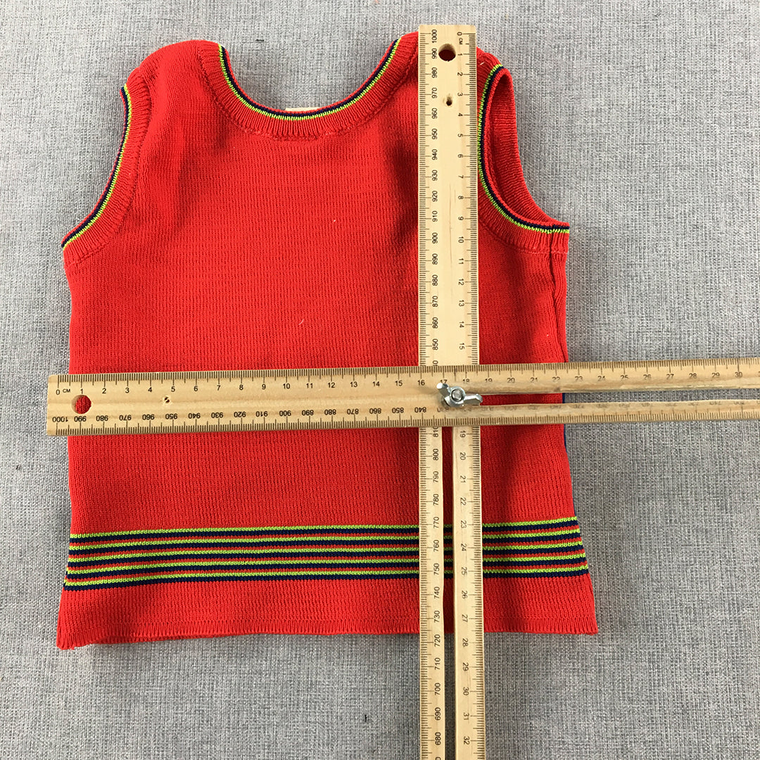 Vintage 90s Marquise Baby Knit Vest Size 1 (12 - 18 Months) Red Apple Jumper