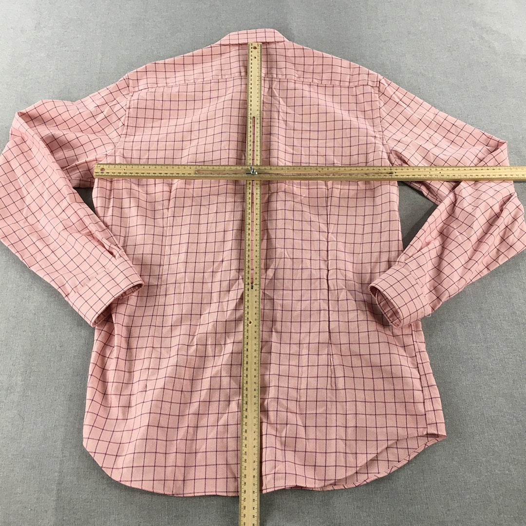 Dom Bagnato Mens Shirt Size S Pink Checkered Long Sleeve Button-Up