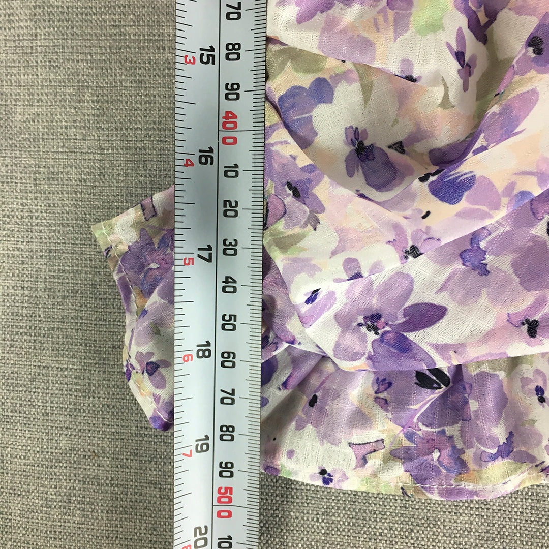 Runaway Heart Womens Ruched Mini Skirt Size 10 Purple White Floral