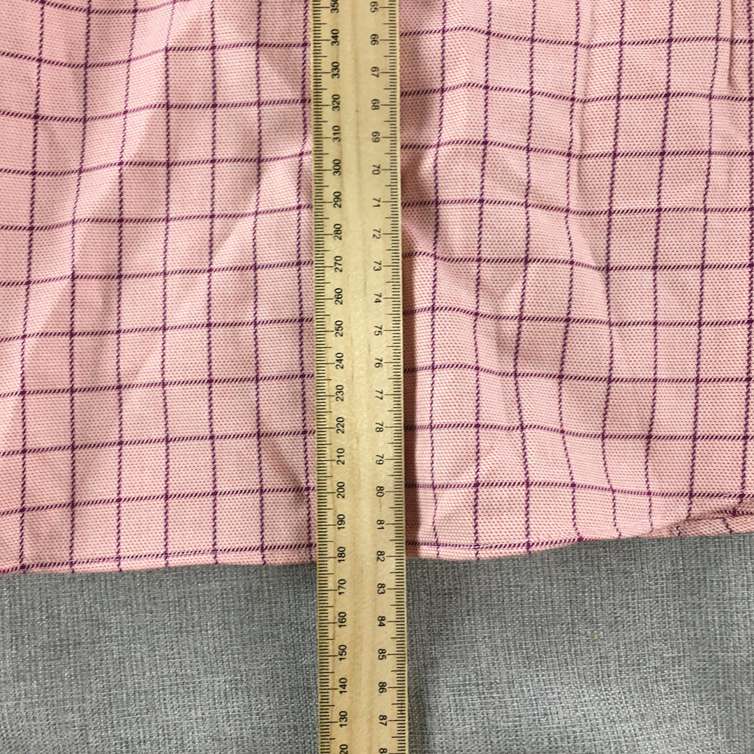 Dom Bagnato Mens Shirt Size S Pink Checkered Long Sleeve Button-Up