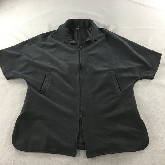 Tirelli Womens Short Sleeve Jacket Size XL Black Zip-Up Pockets