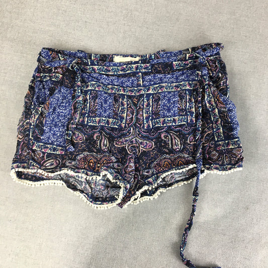 University Club Womens Shorts Size 2XL Blue Purple Paisley Drawstring