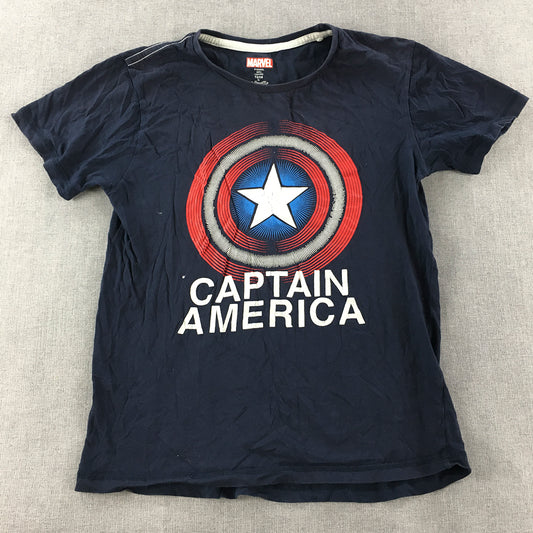 Marvel Captain America Kids Boys T-Shirt Size 13 - 14 Years Blue Logo Top