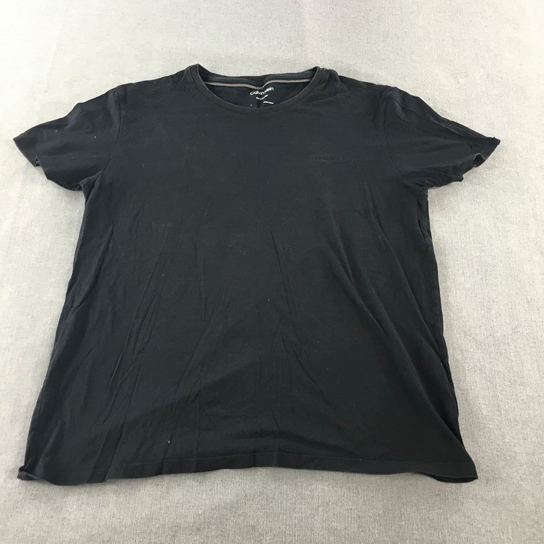 Calvin Klein Mens T-Shirt Size L Black Crew Neck Short Sleeve Tee