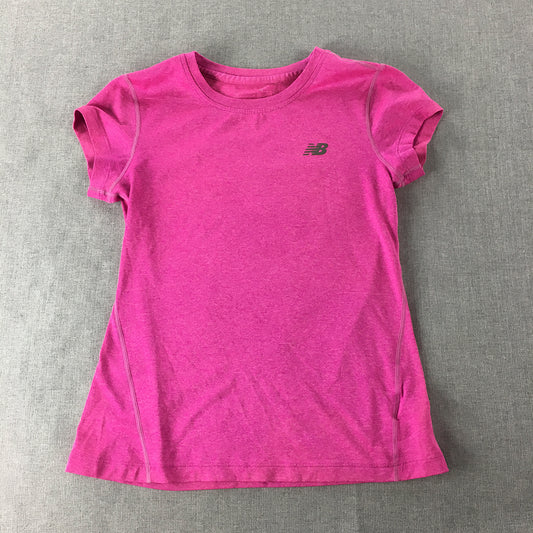 New Balance Kids Girls T-Shirt Youth Size M (10 - 12 Years) Pink Short Sleeve