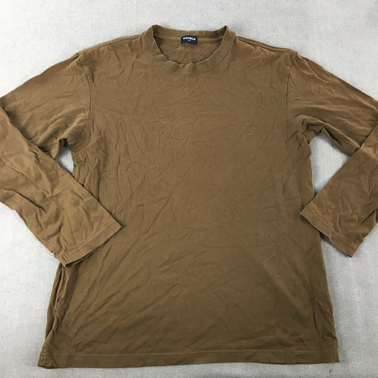 Vintage 90s Uniqlo Japan Mens Shirt Size XL Brown Pullover Long Sleeve Crew Neck