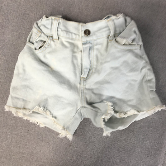 Guess Kids Girls Denim Shorts Size 6 Blue Light Wash Raw Hem