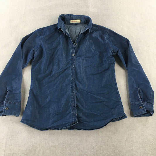 Johnplayers Jeans Womens Denim Shirt Size L Blue Button-Up Long Sleeve