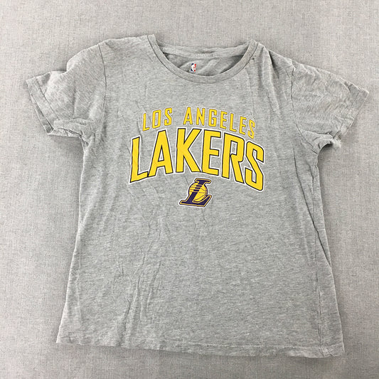 Los Angeles Lakers Kids Boys T-Shirt Size 12 Grey Big Logo Short Sleeve Top