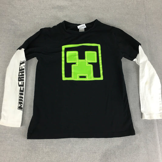 Minecraft Kids Boys Shirt Size 12 Black Creeper Long Sleeve Pullover Top