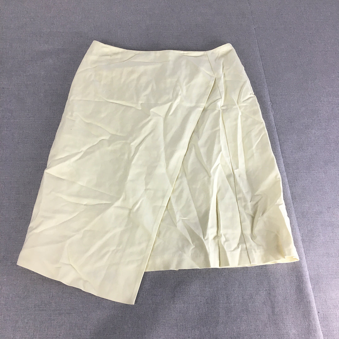 Veronika Maine Womens Wrap Skirt Size 8 Yellow A-Line