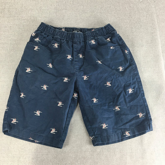 Mast & Harbour Mens Chino Shorts Size 30 Blue Boat Pattern Elastic Waist