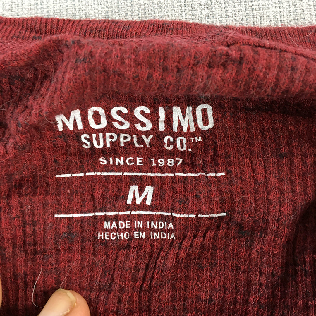 Mossimo Mens Shirt Size M Red Long Sleeve Thermal Pullover Crew Neck