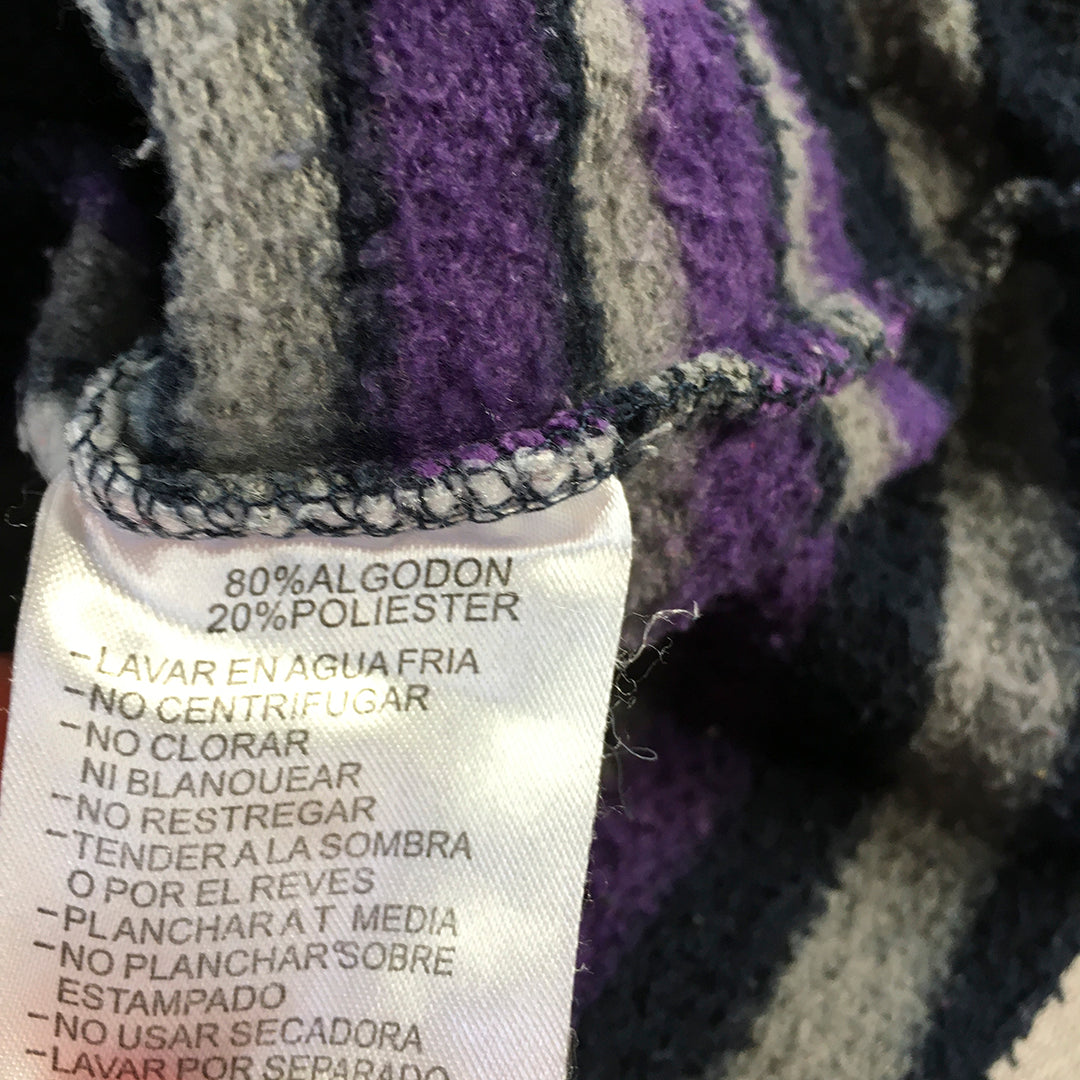 Maui And Sons Womens Hoodie Jacket Size 14 Purple Striped Zip-Up Pockets Coat