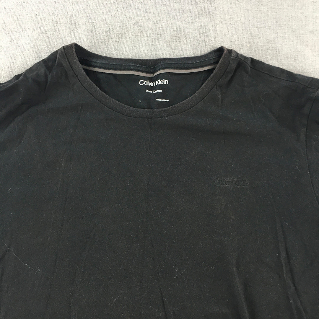 Calvin Klein Mens T-Shirt Size L Black Crew Neck Short Sleeve Tee