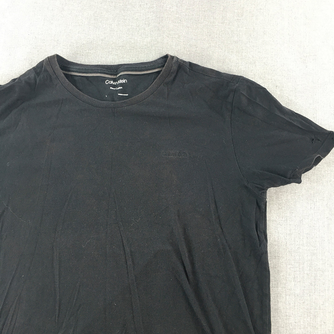 Calvin Klein Mens T-Shirt Size L Black Crew Neck Short Sleeve Tee