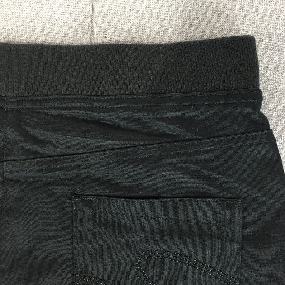 W Lane Womens Knee Length Shorts Size 8 Black Pockets Elastic Waist