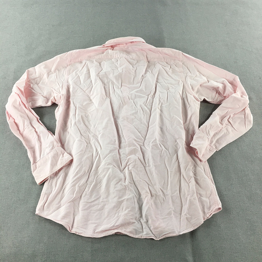 Uniqlo Mens Shirt Size L Slim Fit Pink Long Sleeve Button-Up Collared