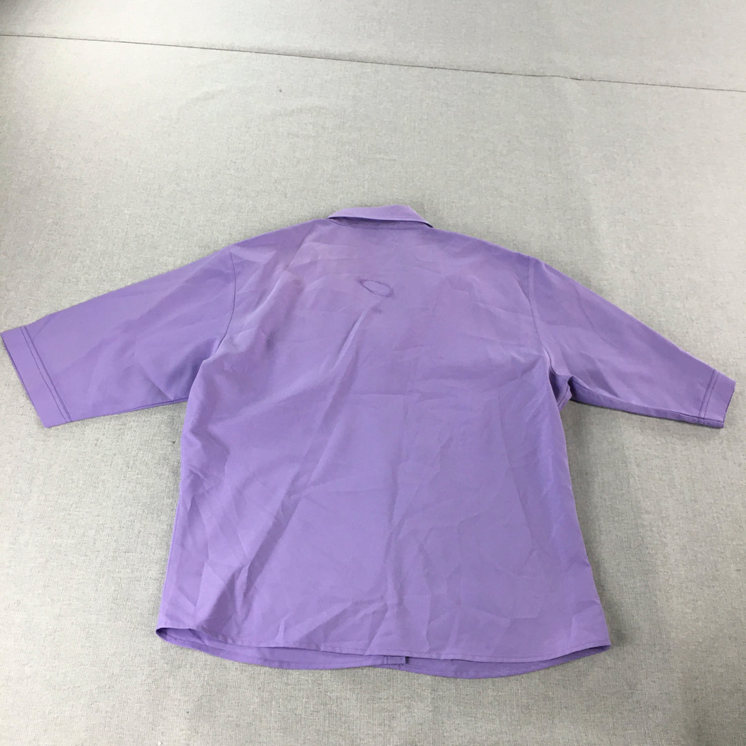 Pink Wengee Womens Top Size 2XL Purple 1/2 Length Sleeves Button-Up