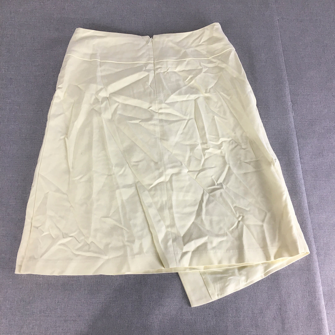 Veronika Maine Womens Wrap Skirt Size 8 Yellow A-Line