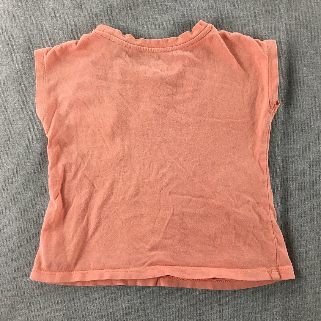 Bluey Kids Girls T-Shirt Size 4 Pink Pocket Short Sleeve Top