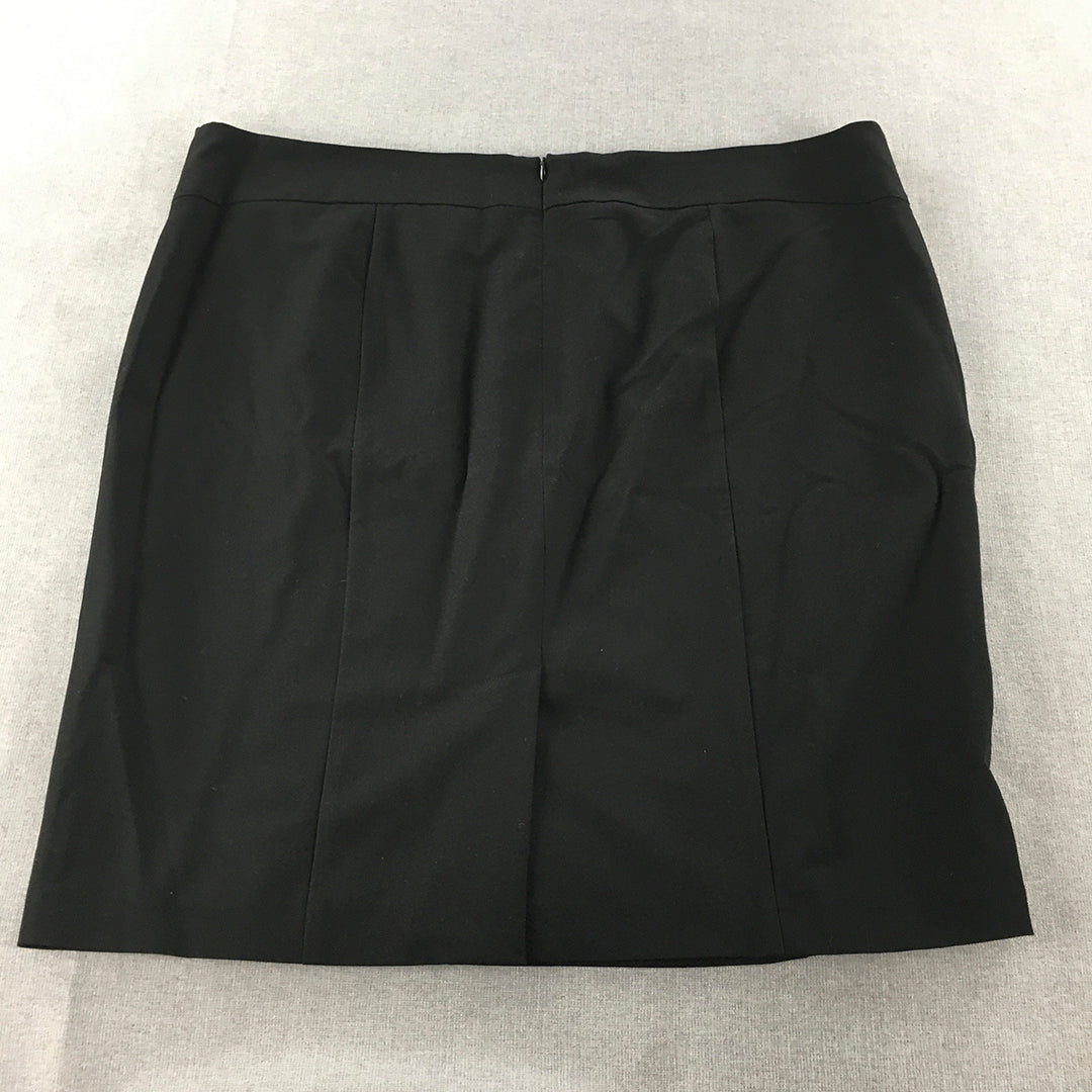 Basque Womens Midi Skirt Size 22 Black Straight Pencil