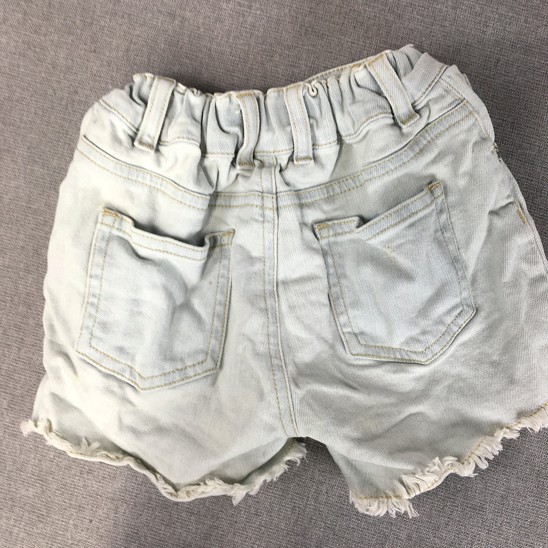 Guess Kids Girls Denim Shorts Size 6 Blue Light Wash Raw Hem