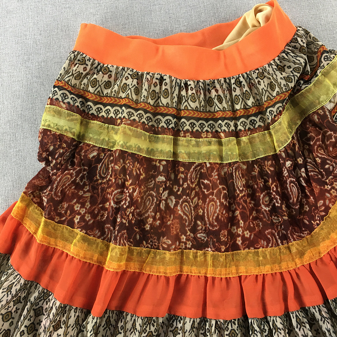 Concepts Womens Maxi Skirt Size S Orange Boho Tiered Frilled