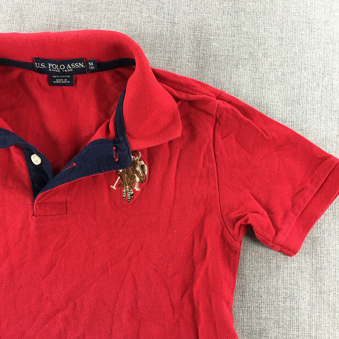 U.S. Polo Assn. Kids Boys Shirt Size 8 Years Red Logo Collared Rugby