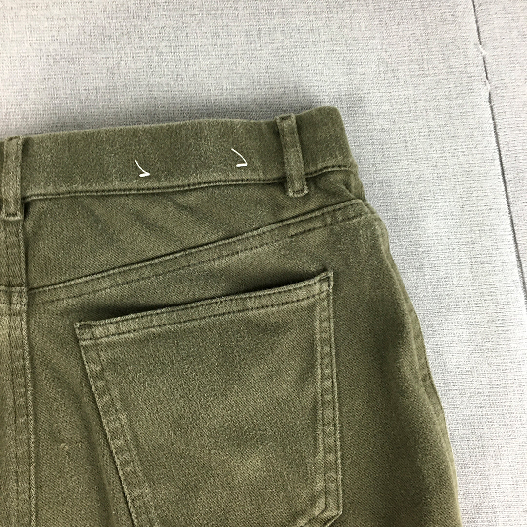 Uniqlo Womens Skinny Jeans Size M Khaki Green Stretch Denim