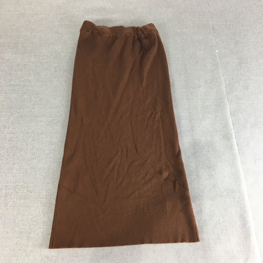 My Girl Womens A-Line Skirt Size 6 Brown Knit Elastic Waist