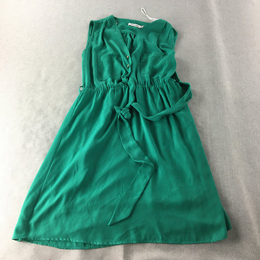 Suite Boutique Womens Dress Size 12 Green Midi Fit & Flare Sleeveless