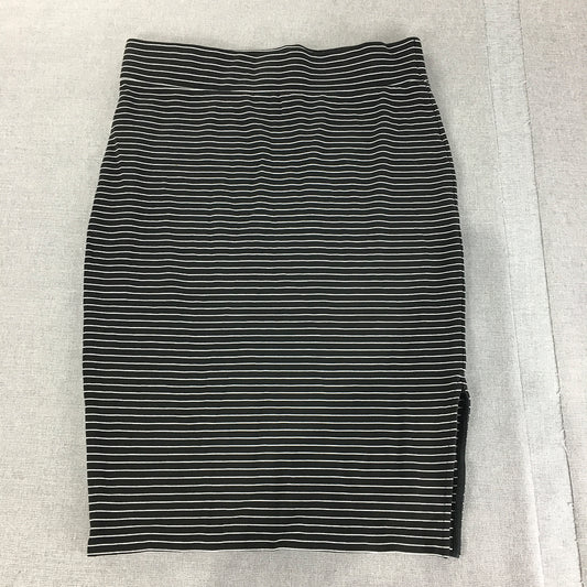 Seed Heritage Womens Midi Skirt Size 14 Black Striped Knit Pencil Straight