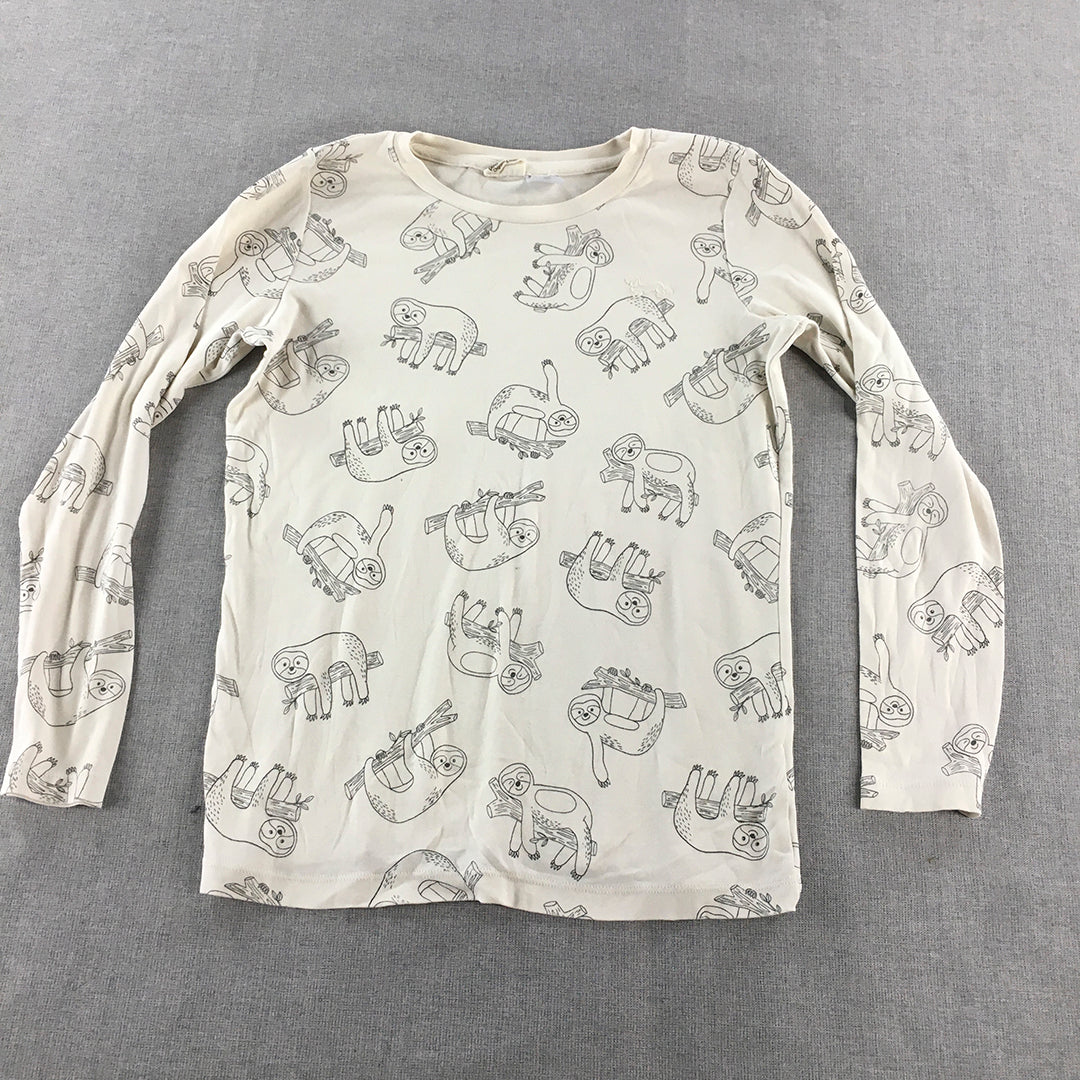 Peter Alexander Jnr Kids Sleep Shirt Size 12 Grey Sloth Pattern Pajama