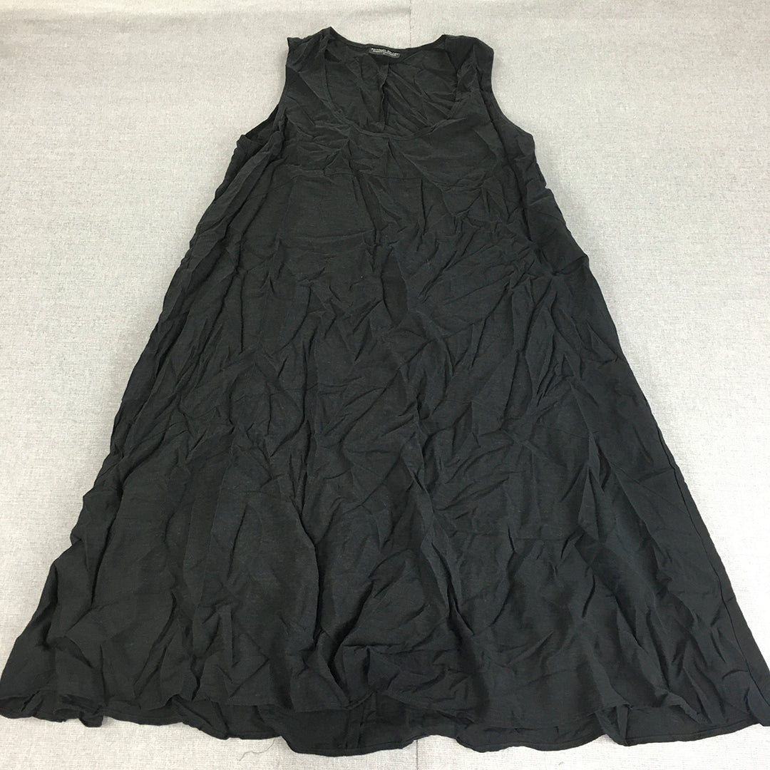 Kathleen Berney Womens A-Line Dress Size M Black Sleeveless Midi