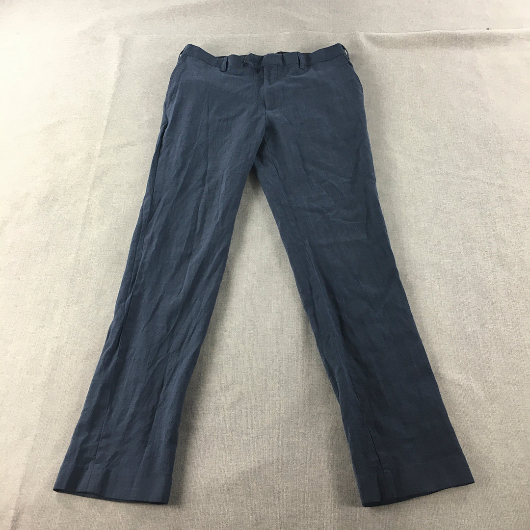 Brent Wilson Mens Dress Pants Size 30 (W30 x L30) Blue Slim Straight