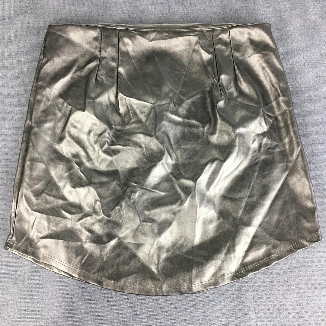 NEW Windsor Womens Silver Mini Skirt Size L Back Zip