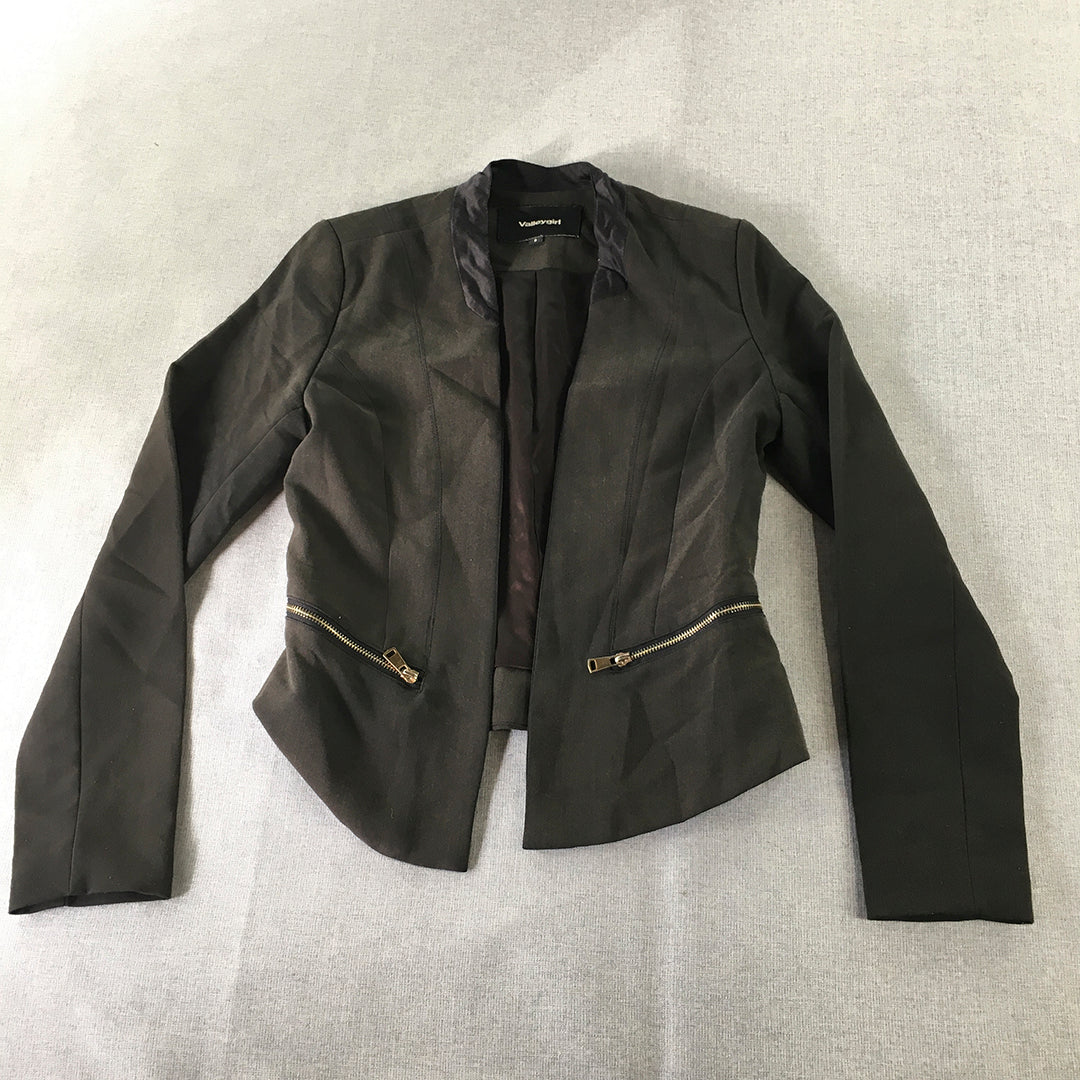 Valleygirl Womens Blazer Jacket Size 8 Black Open Front