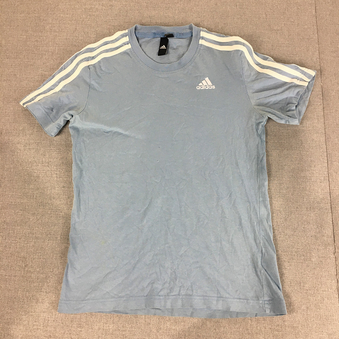 Adidas Womens T-Shirt Size XS Blue Logo Short Sleeve Crew Neck Tee