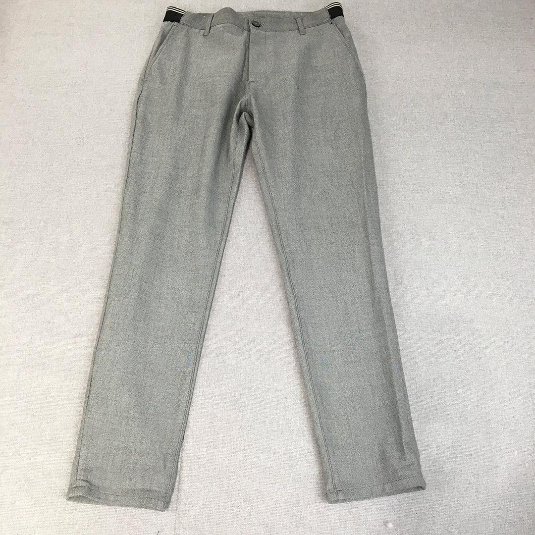 Zara Mens Dress Pants Size S (W30 x L29) Grey Elastic Waist Formal Work