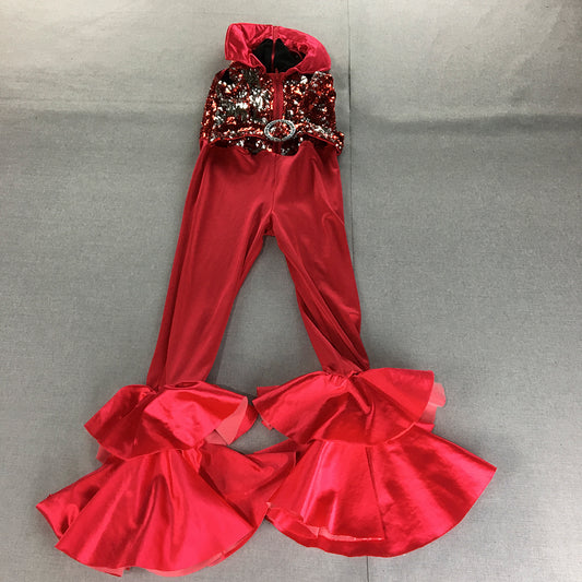 Weissman Kids Dance Costume Size XL Child Red Sequin Bodysuit