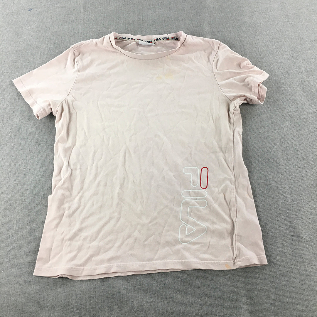 FILA Womens T-Shirt Size S Pink Logo Short Sleeve Top