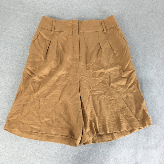 Vero Moda Womens Bermuda Shorts Size 12 Brown Pleated Pockets