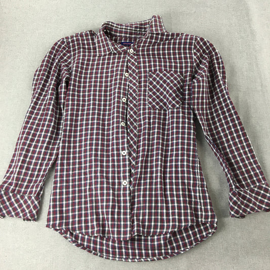 Kitschen Mens Shirt Size S Red Black Blue Checkered Button-Up Long Sleeve