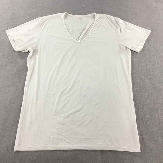 Uniqlo AIRism Mens T-Shirt Size L White V-Neck Short Sleeve Tee