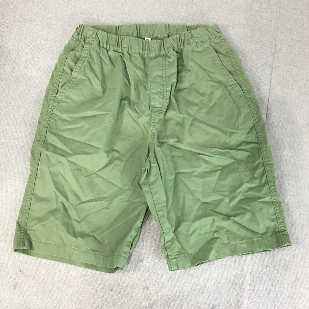 Uniqlo Kids Boys Shorts Size 13 Years Green Elastic Waist Pockets