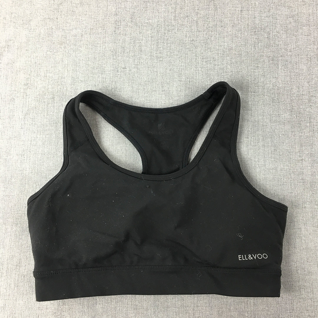 Ell & Voo Womens Sports Bra Size S Black Logo Cropped Top Activewear Gym