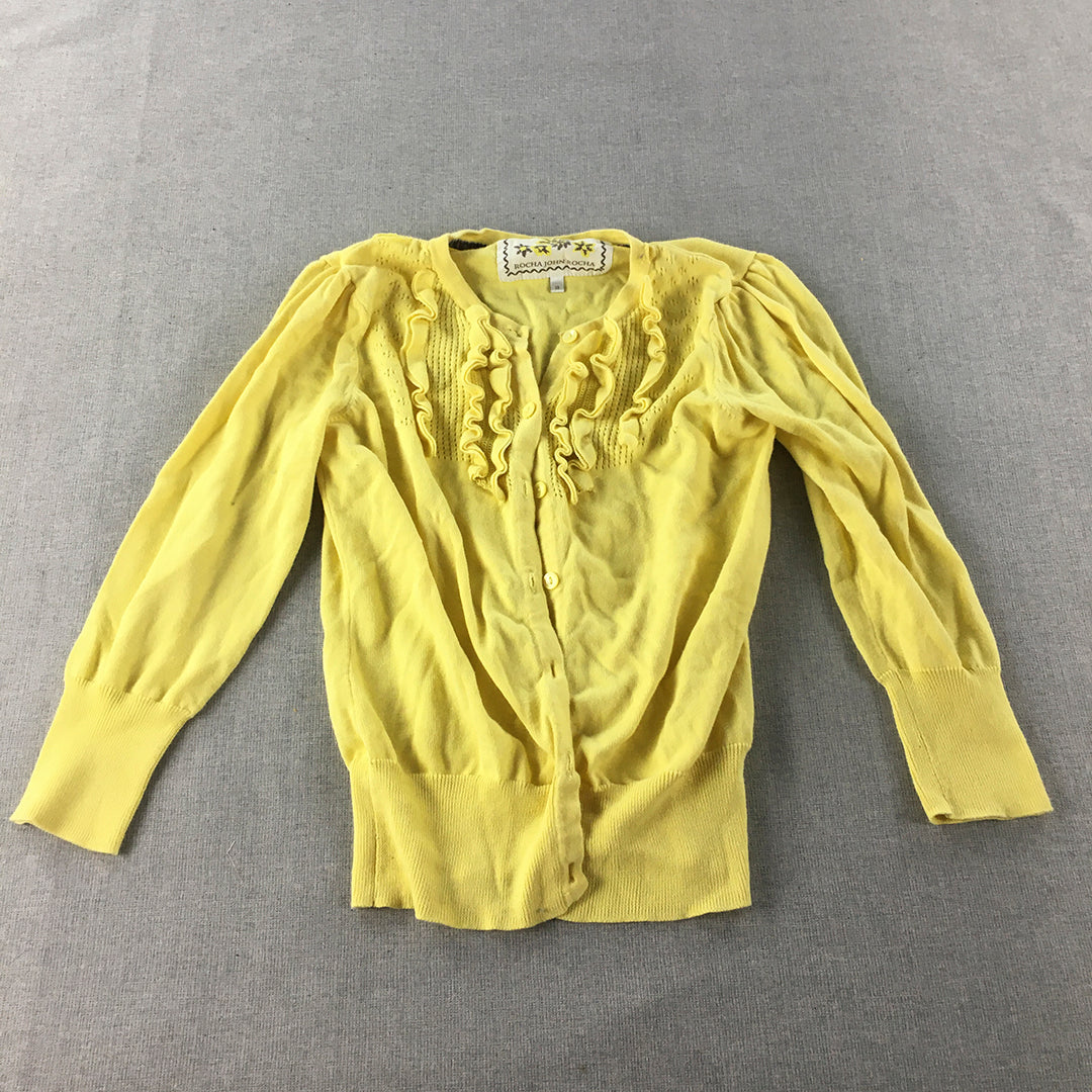 John Rocha Womens Cardigan Size 10 Yellow Button Knit