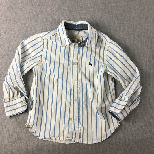 H&M Kids Boys Shirt Size 2 Years Toddler White Striped Long Sleeve Button-Up